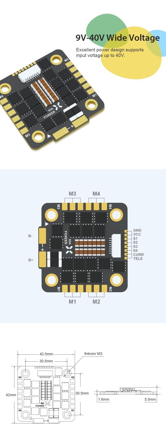 Регулятор обертів Foxeer Reaper F4 128K 65A BL32 BLHeli32 4B1