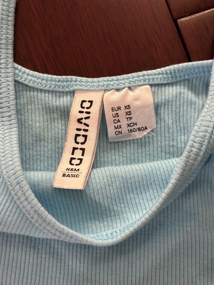 krótki niebieski top - H&M
