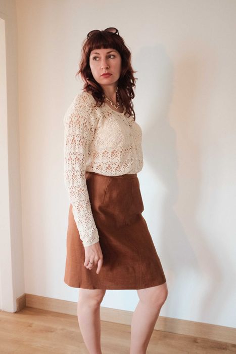 Blusa Vintage em Croché Creme – Estilo Artesanal