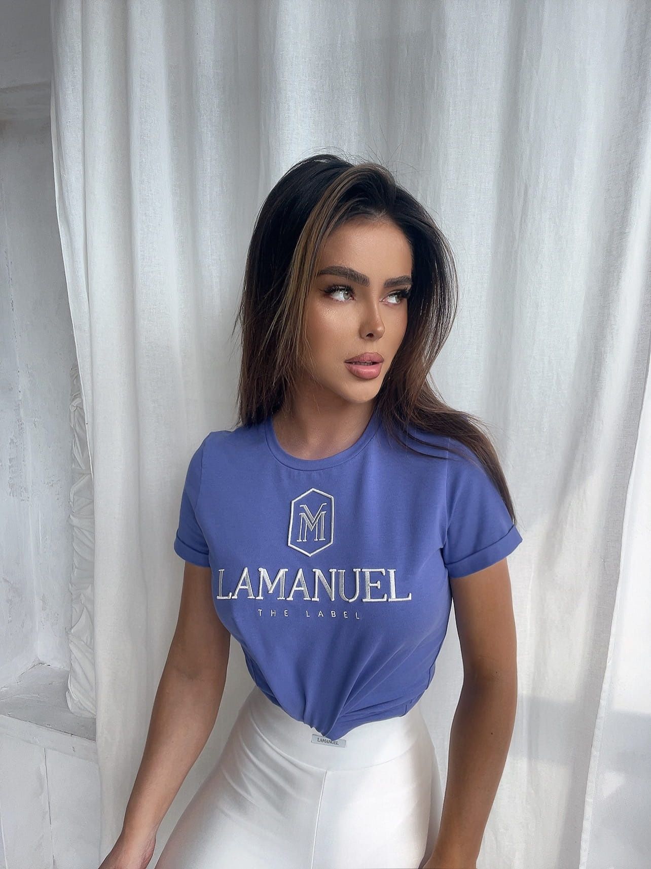 T-shirt bluzka damska LAMANUEL Vacay miętowa fioletowa premium Uni