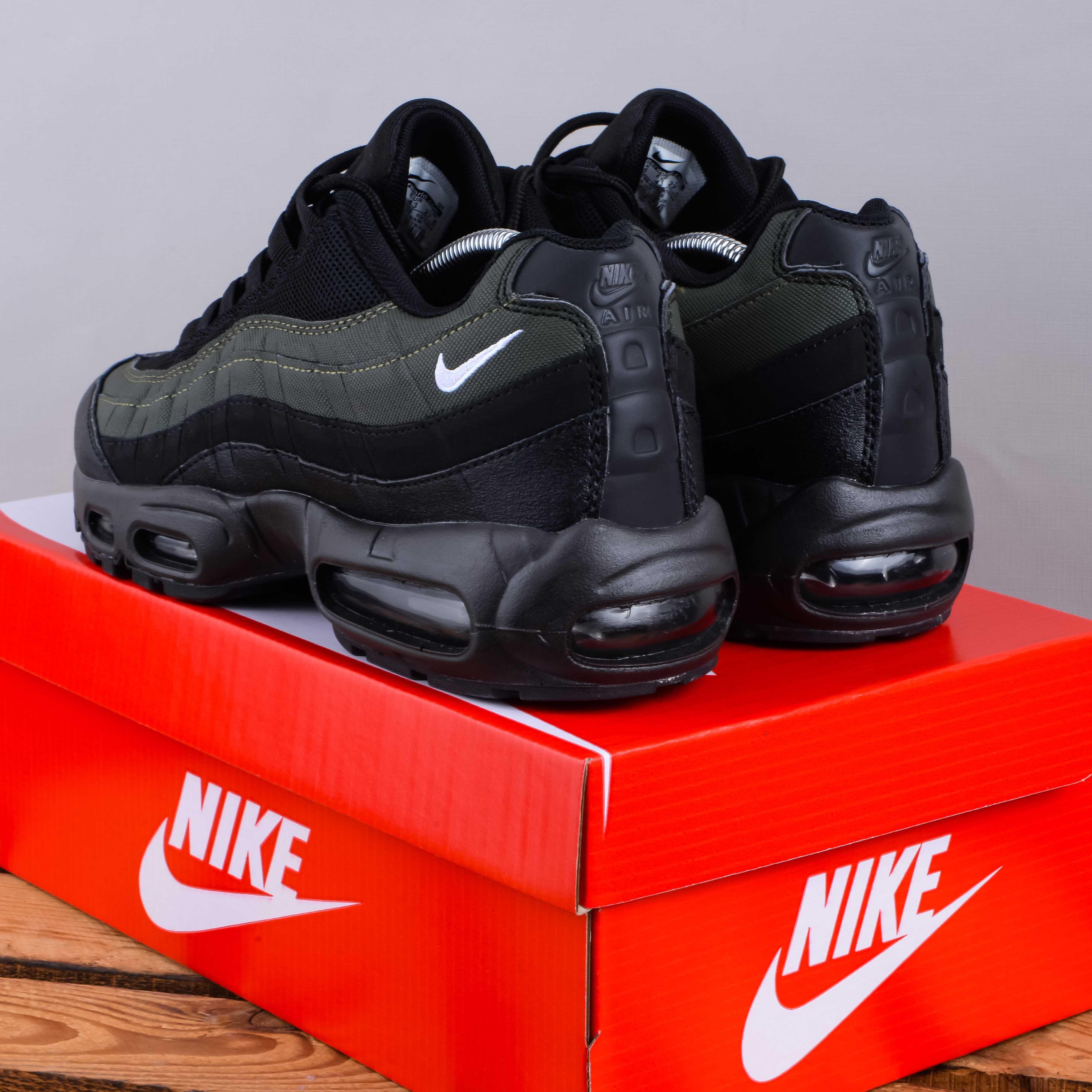 (1680) Чоловічі Кросівки Nike Air Max 95 чорні з хакі (41-45) найк