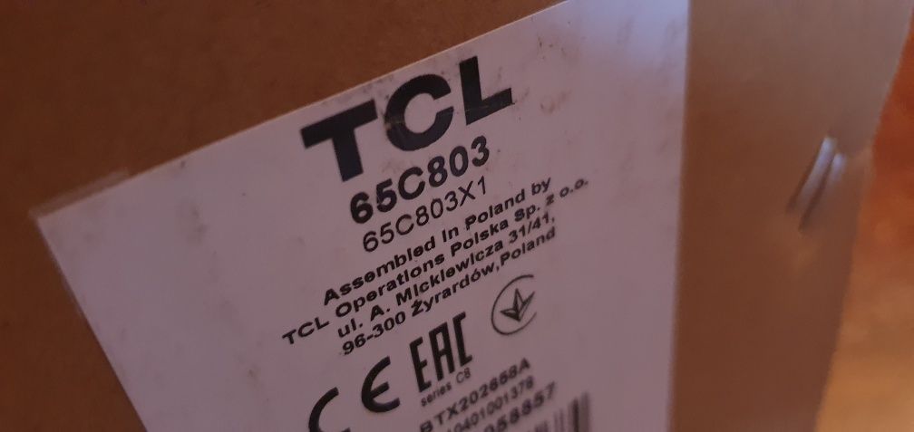 Nowy Telewizor TCL 65C803 65" MiniLED 144Hz QLED Google TV Uszkodzony