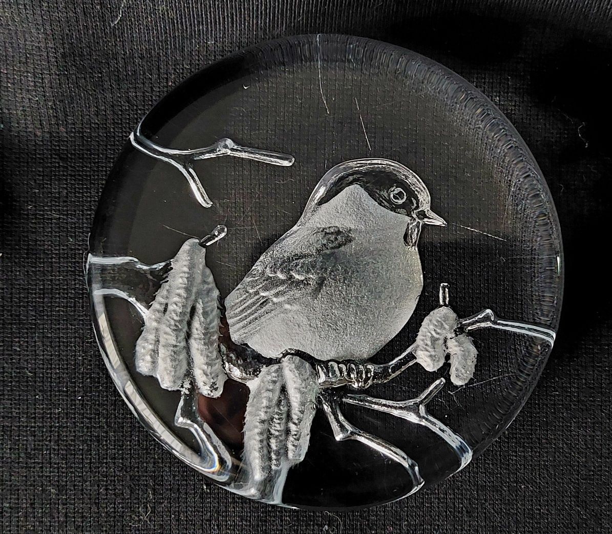 Ptaszek Mats Jonasson szklany przycisk