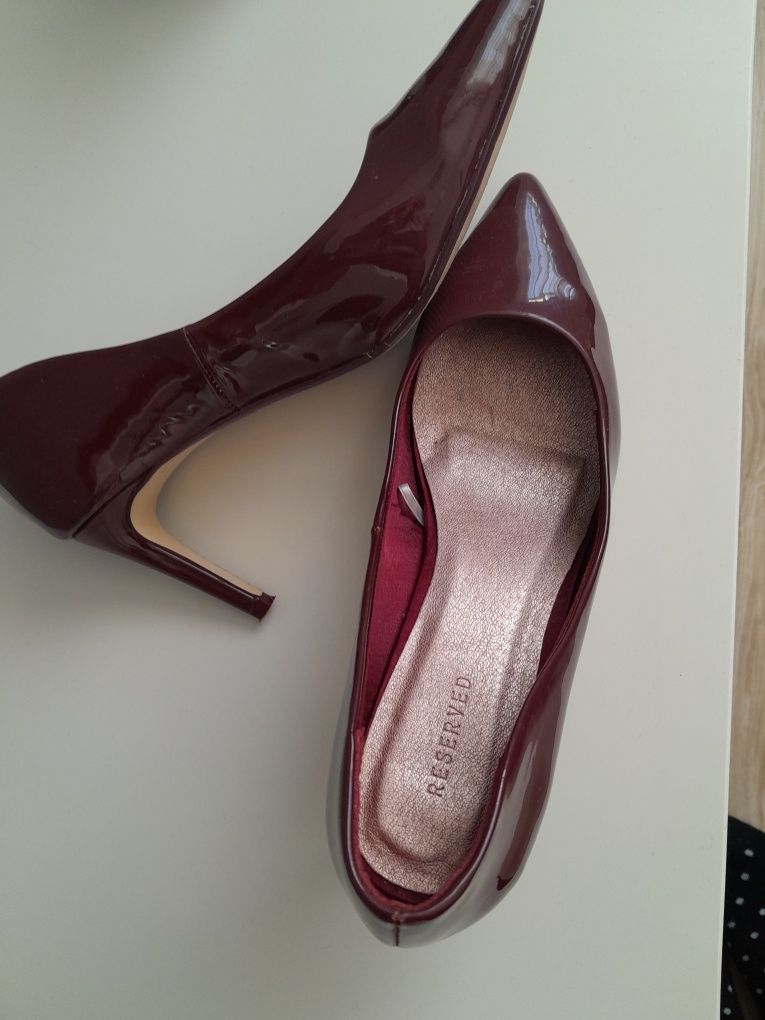 Buty, czółenka , szpilki bordowe, lakierki