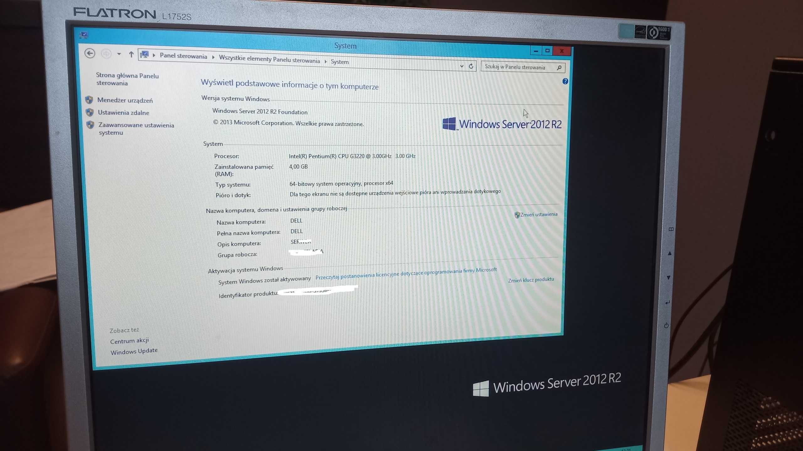 Dell T20 Intel Xeon 3,0 GHz z 4 GB RAM+2 x 1Gb WD HDD+Win Ser 2012R2