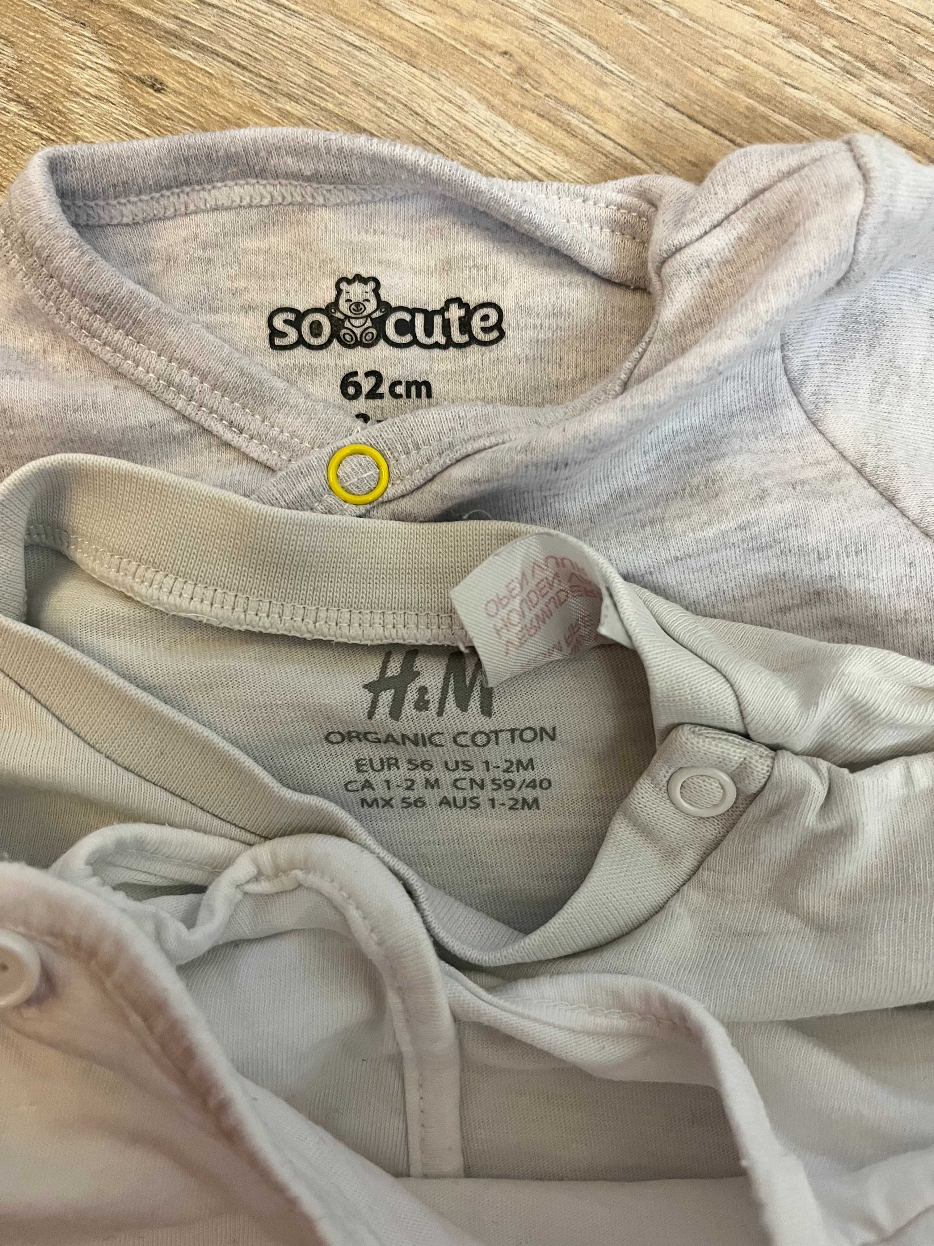Komplet zestaw bluzki długim rękawem dla chłopca dziewczynki 56 62 h&m