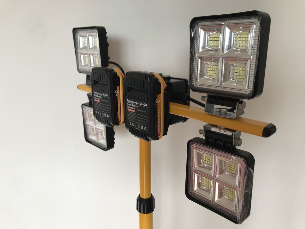 Lampa akumulatorowa Led 2x dewalt 18V  zabezpieczenie