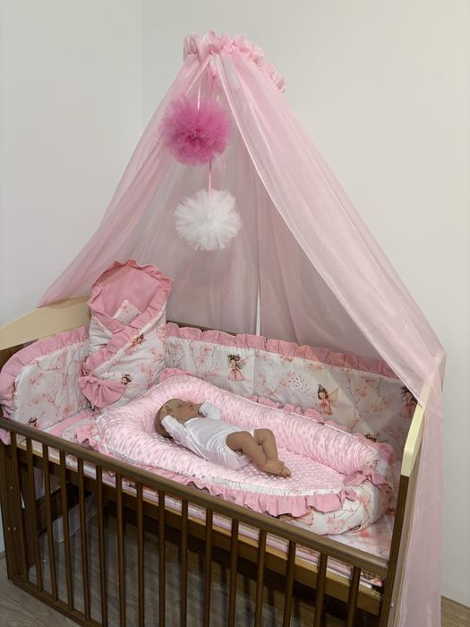 Wyprawka dla dziecka pościel kokon rożek baldachim muślin bawełna mink