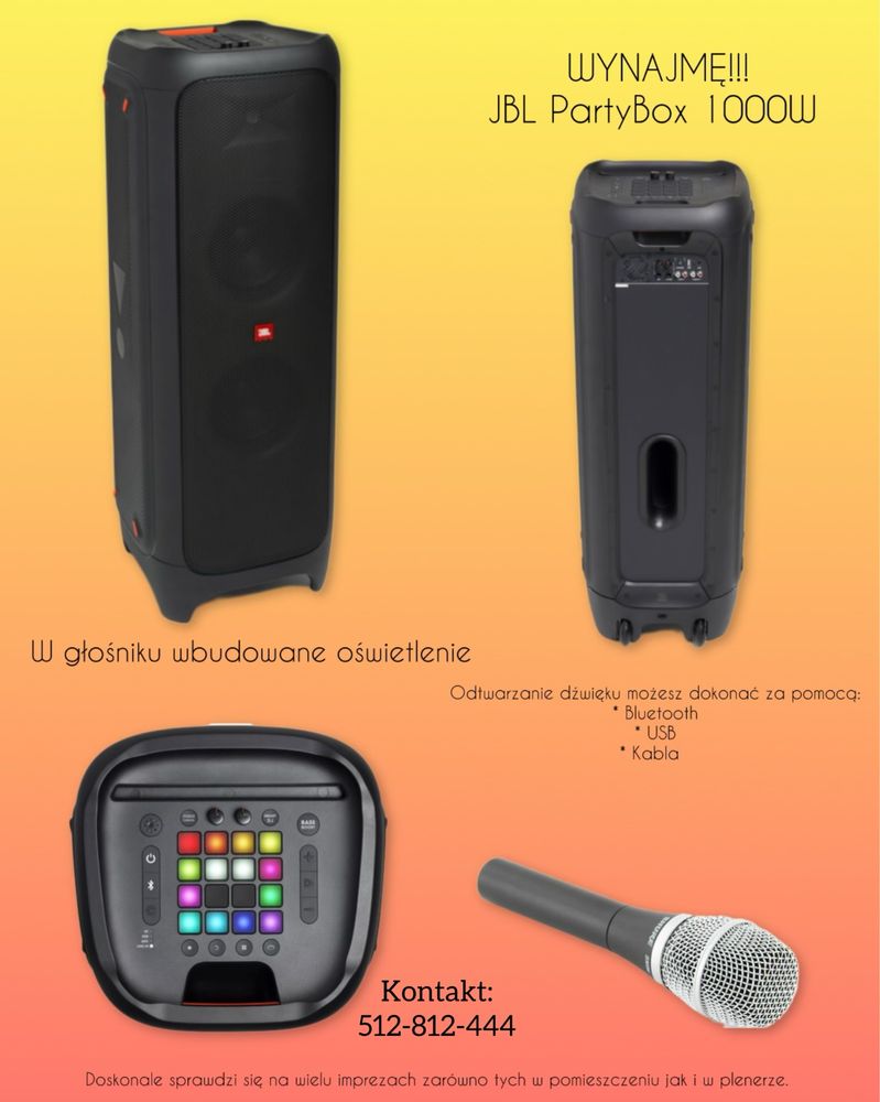 Głośnik JBL 1000W Wynajem