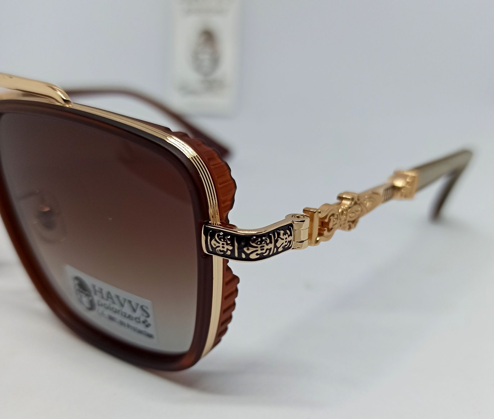 HAVVS очки мужские оригинал в стиле Chrome Hearts коричневые в золоте