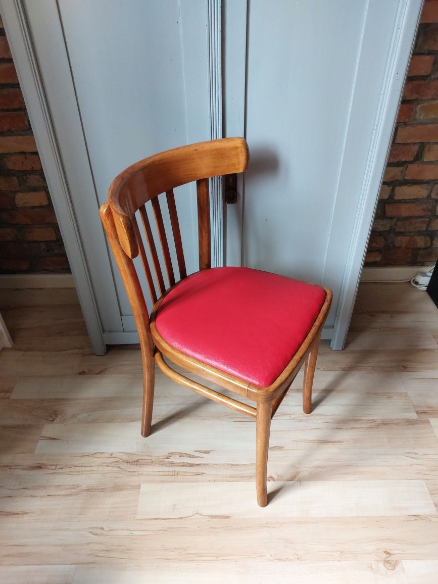 krzesło vintage PRL drewniane tapicerowane