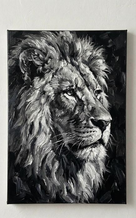 Obraz lew czarno biały