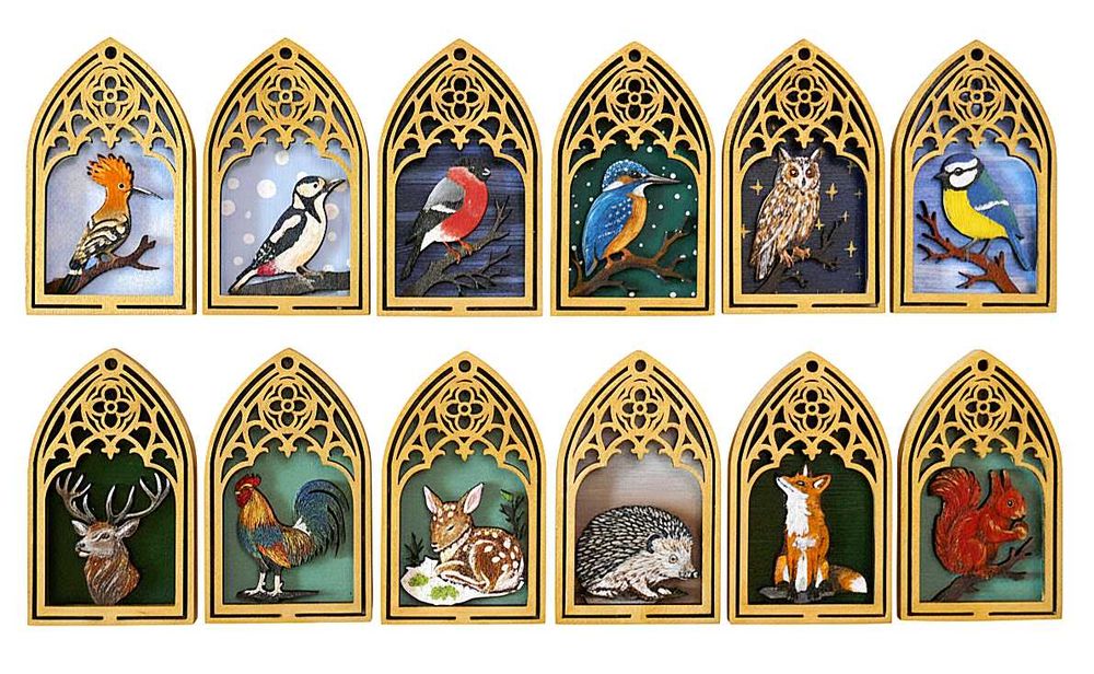 Bombka drewniana ręcznie malowana ozdoba świąteczna Zwierzęta