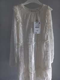 Zara piękna sukienka tiulowa koronkowa r.134
