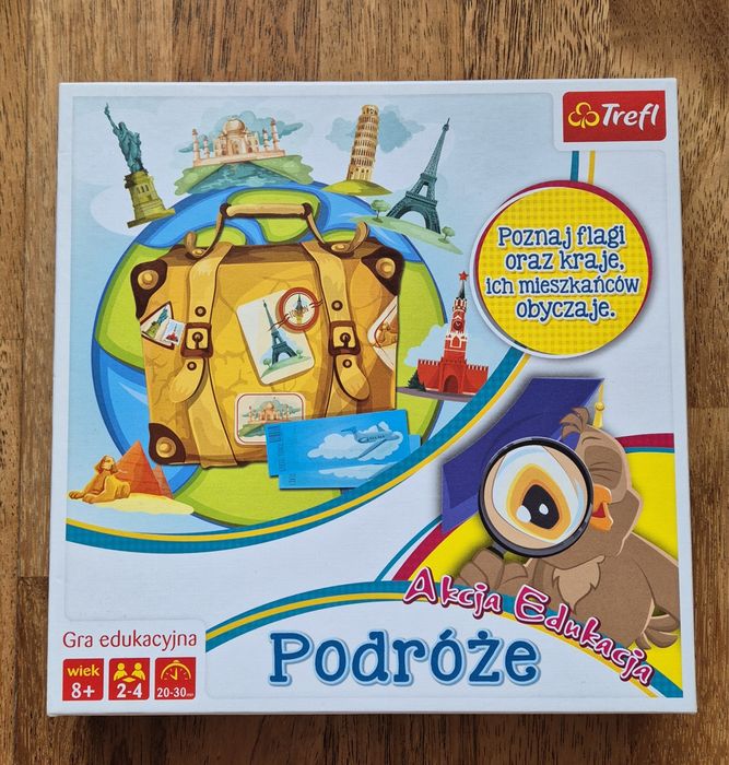 Gra edukacyjna Podróże, wiek 8+, Trefl, stan idealny
