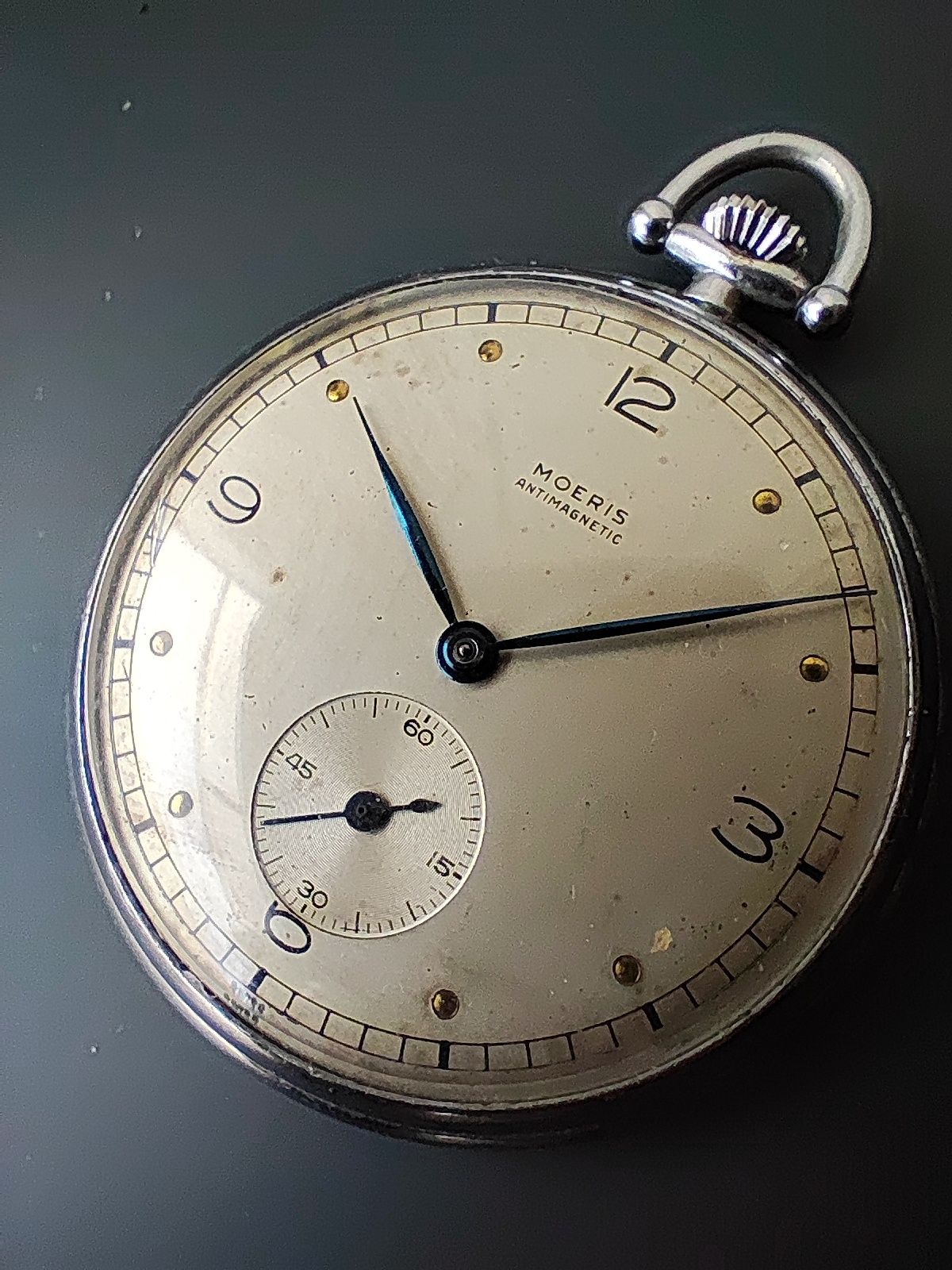Vintage Moeris Art Deco Relógio de Bolso 45 mm Swiss Made a funcionar