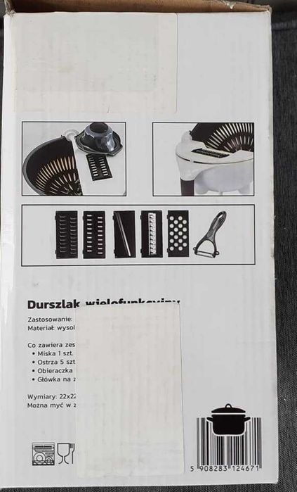 Nowy Durszlak wielofunkcyjny 22cm 8 czesci skrobaczka misa obrotowa