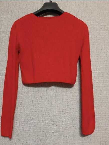 Короткий Свитер-топ, красного цвета - Модный, новый, идеальный (Турция