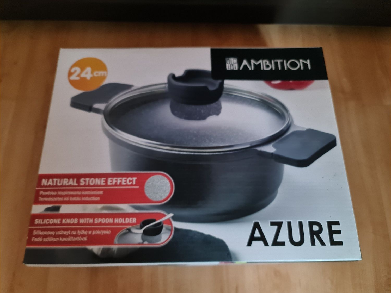 Nowy garnek z pokrywką 24 cm Ambition AZURE