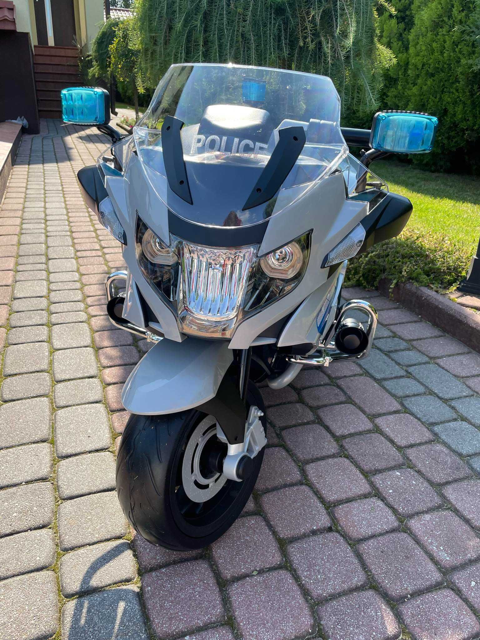 Duży Motor na akumulator BMW Policja 124cm 2 SILNIKI Ścigacz Motorek