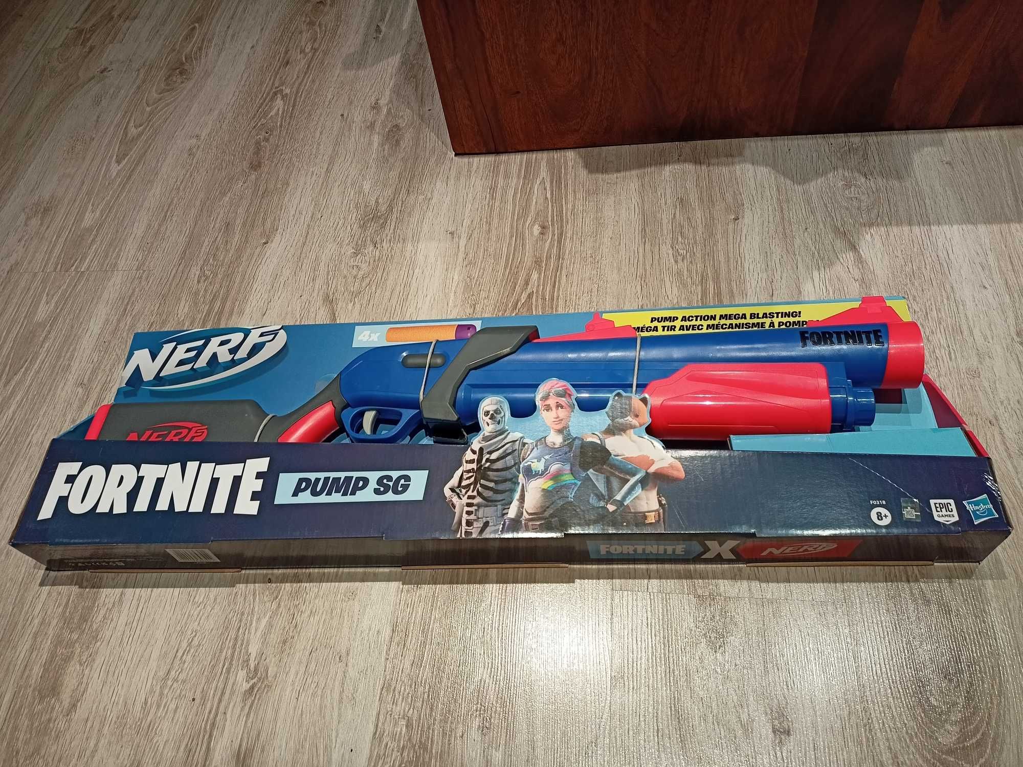 NOWA wyrzutnia pistolet NERF Fortnite Pump SG HASBRO + 4 strzałki