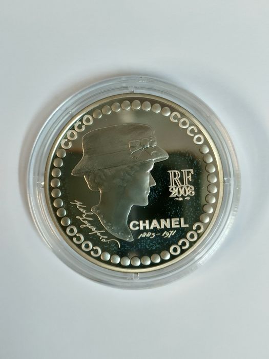 França/ Moeda 5 euros - 2008/ Coco Chanel/ Prata PROOF
