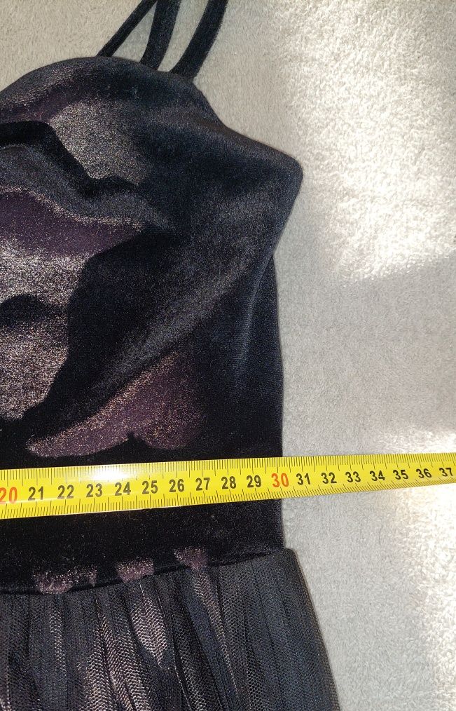 Sukienka h&m 34, xs, aksamitna góra i plisowany, zwiewny dółisowany