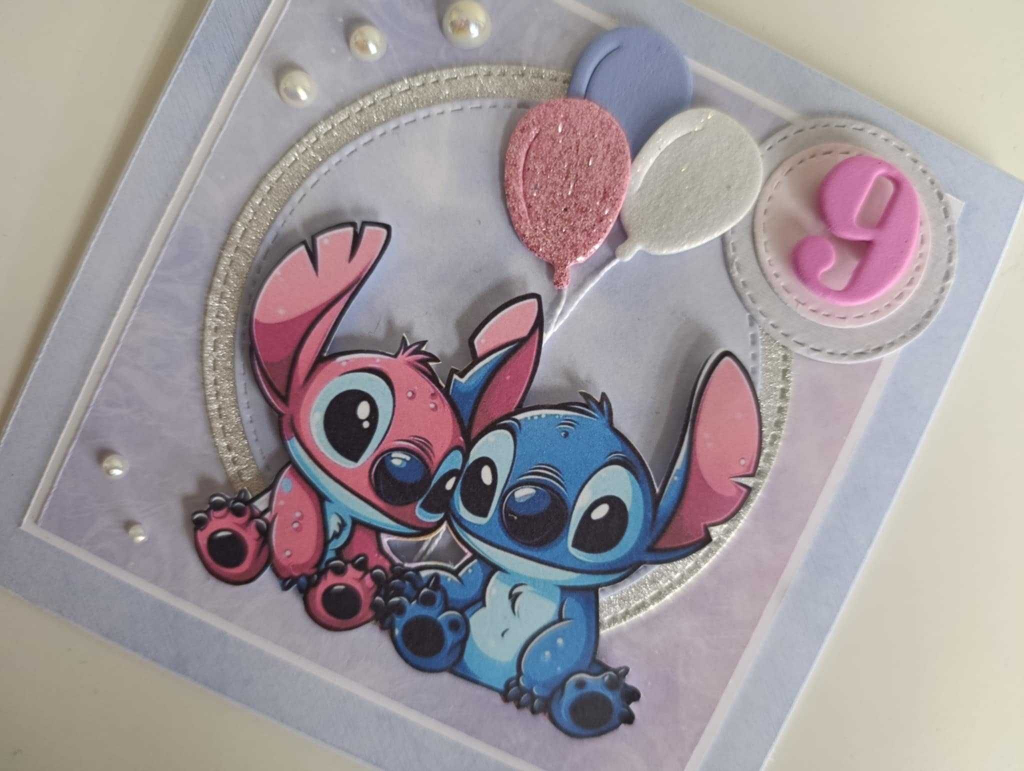 Kartka ręcznie robiona Stich i Angel