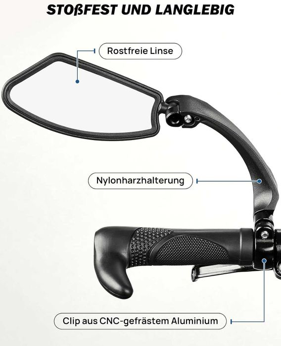 ISSYZONE Lewe lusterko rowerowe lusterko wsteczne na kierownicę, 1szt.
