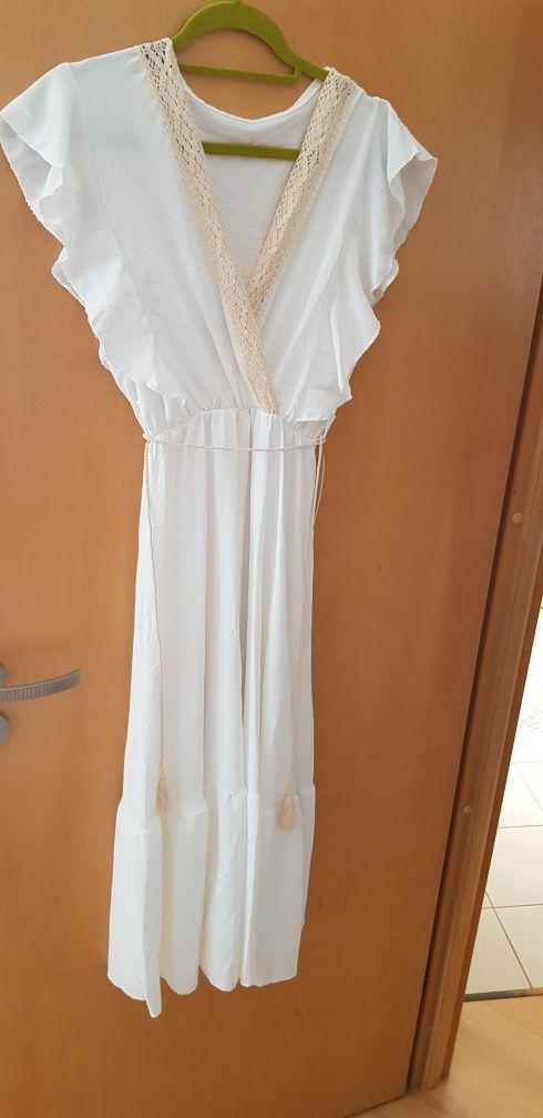 Nowa maxi biała zwiewna boho sukienka r.uniwersalny