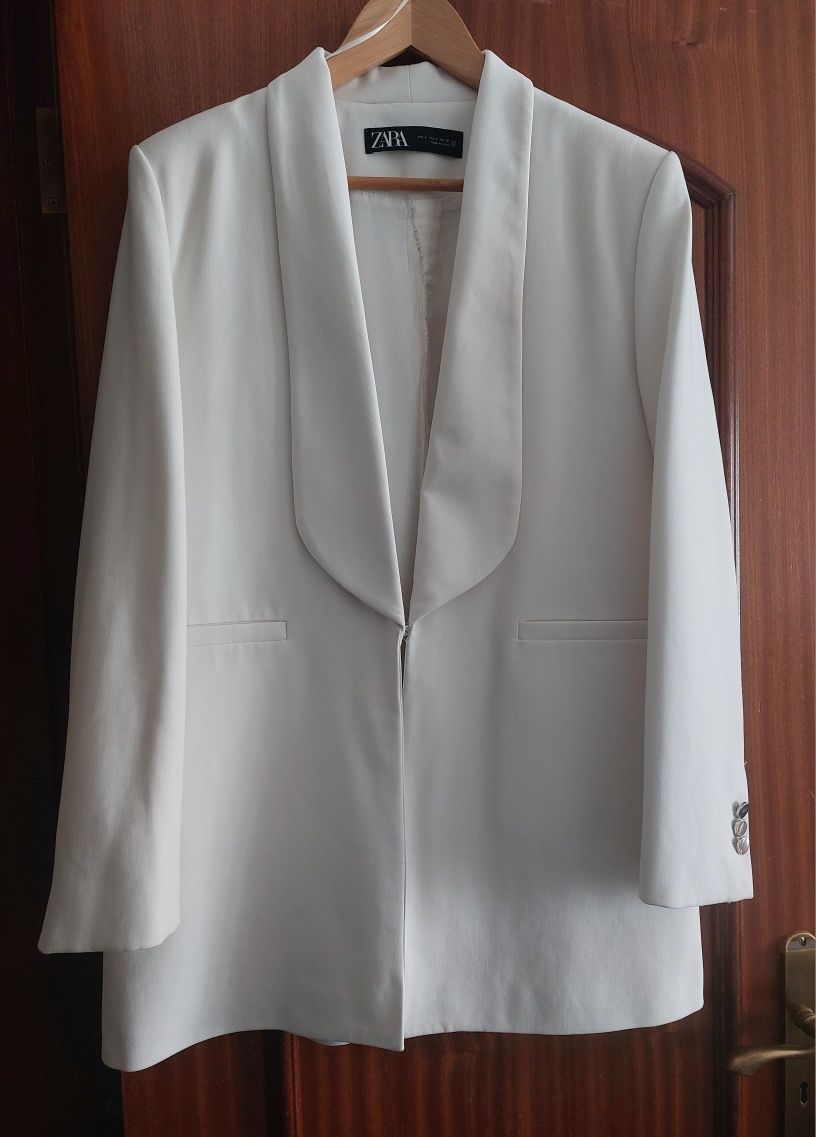 Blazer Branco Lapela Smoking - Zara