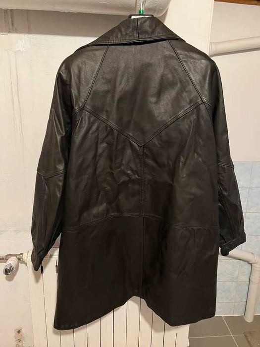 Płaszcz kurtka skórzana Retro Vintage 90 cm długości