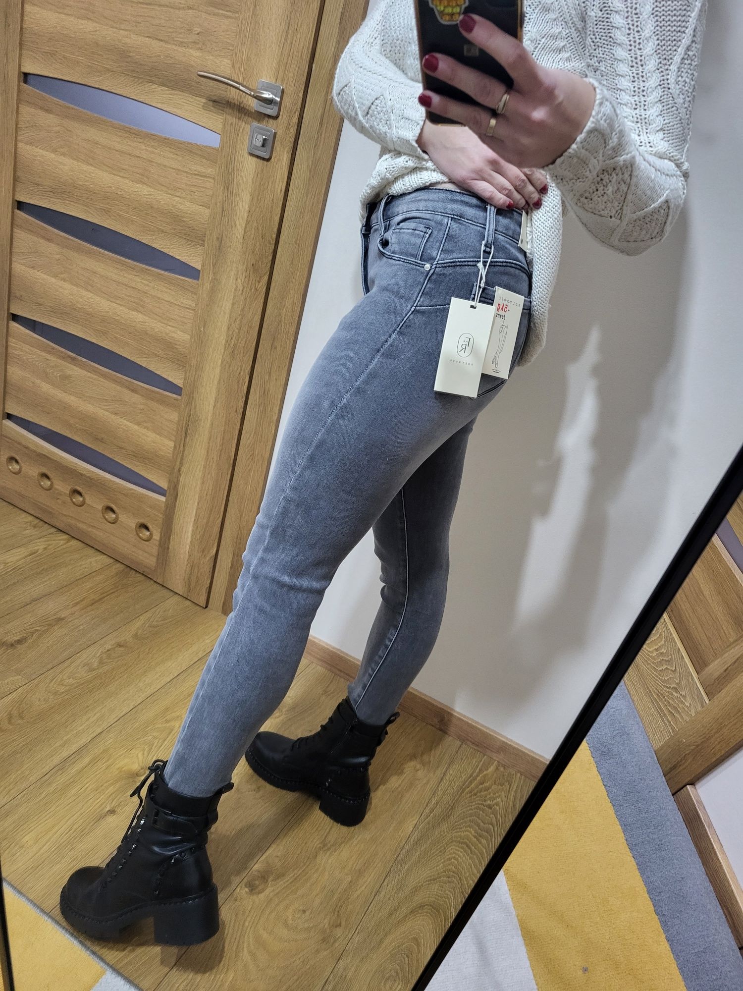 Spodnie jeans rurki szare M -5kg