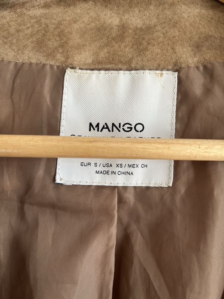 Skórzana/ zamszowa ramoneska Mango rozmiar 36 S beżowa