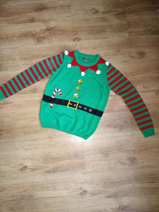 Sweter w stylu świątecznego elfa,XS