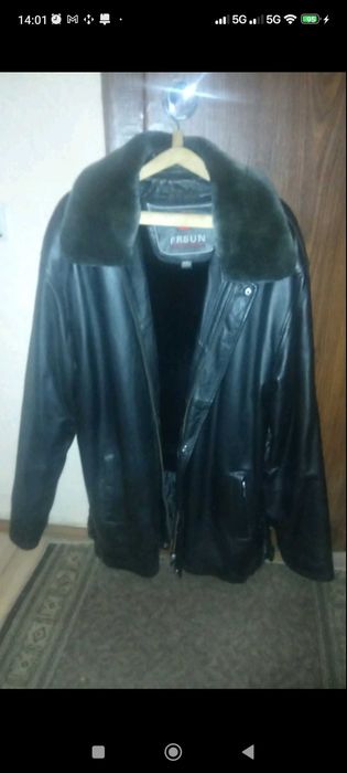 Зимняя мужская кожаная куртка