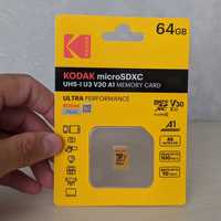 Карта памяти KODAK microSDXC 64GB UHS-I U3 V30 A1 Class 10 ОРИГИНАЛ