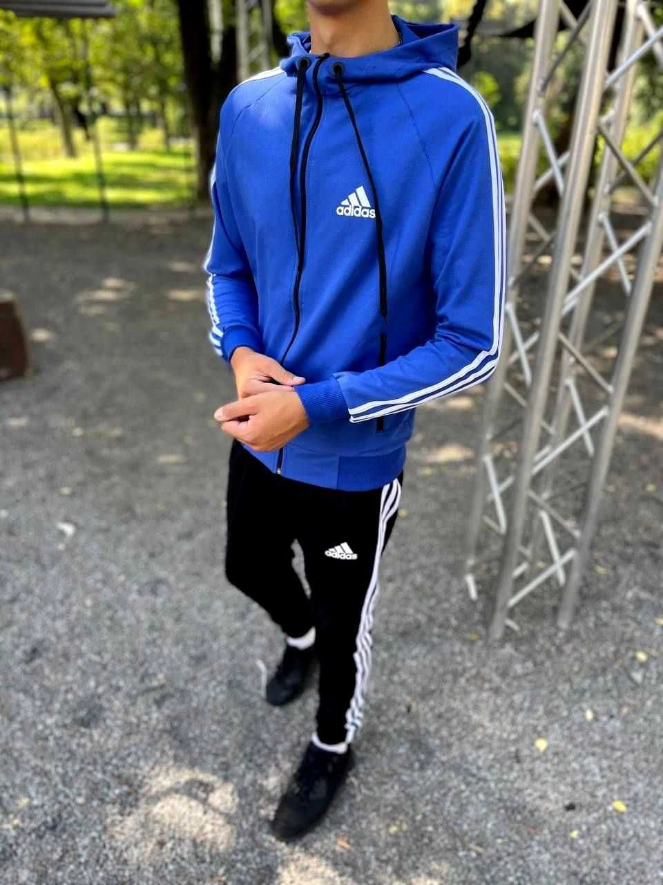Мужской спортивный костюм синий, Адидас полоски