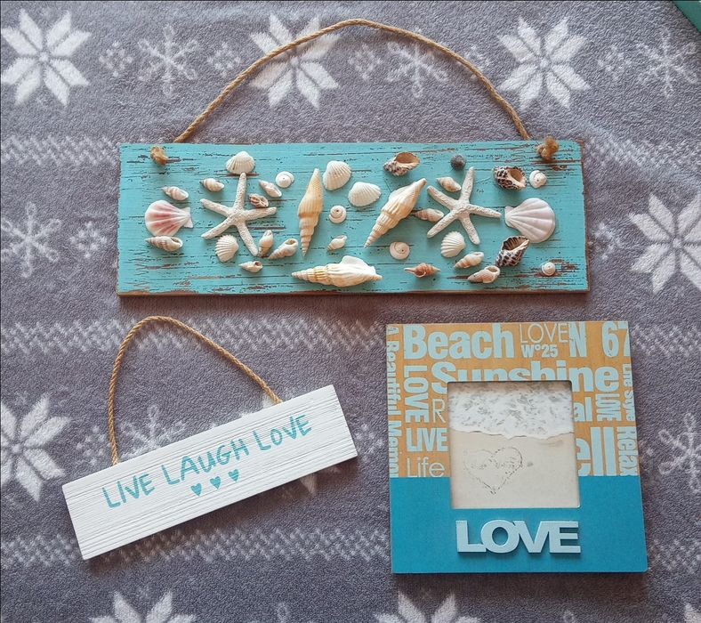 Dekoracje morskie muszelki ramka tabliczki