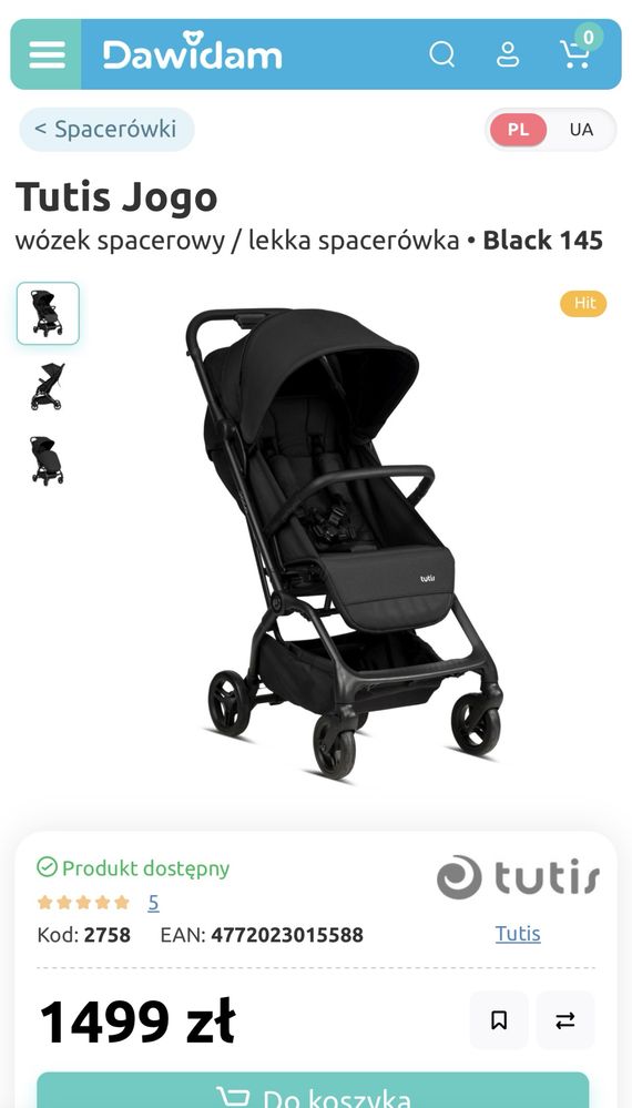 Wózek Tutis Jogo black