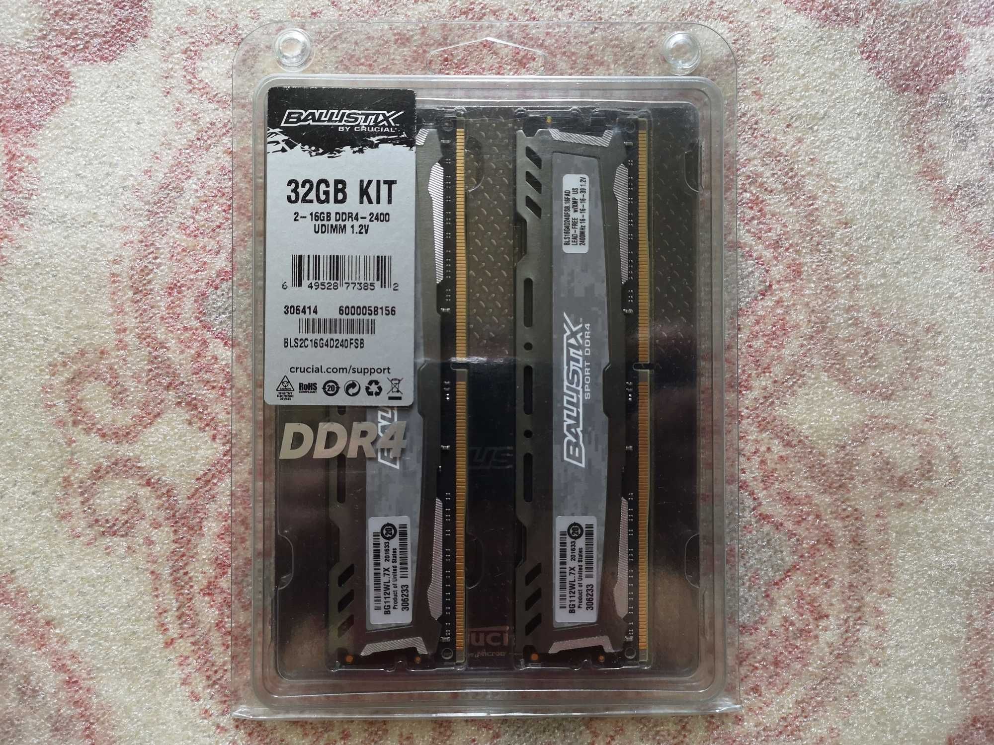 Оперативна пам'ять  DDR4  Crucial  32Gb  2x16Gb