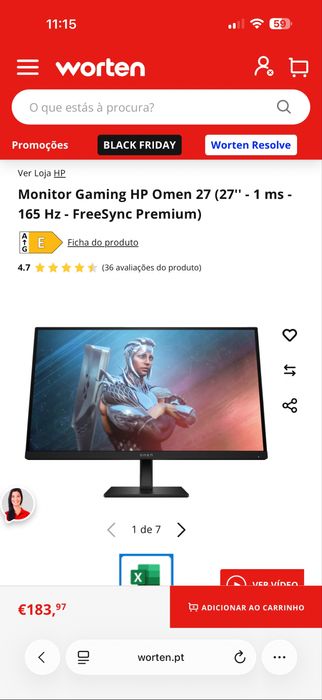 Monitor OMEN 27 FHD 165hz 2 meses de uso, com garantia.