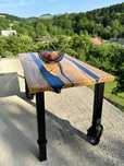 Stół dębowy z żywicą epoksydową | Loftowy | Handmade | 140×70 cm