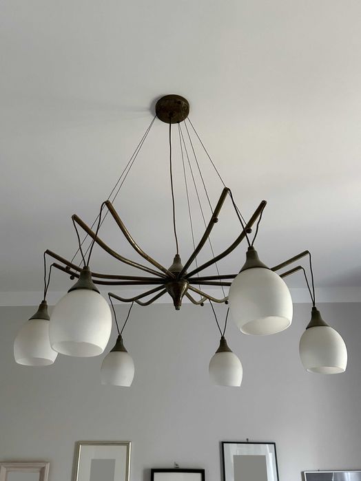 Piękne mosiężne żyrandole + lampa stołowa do kompletu