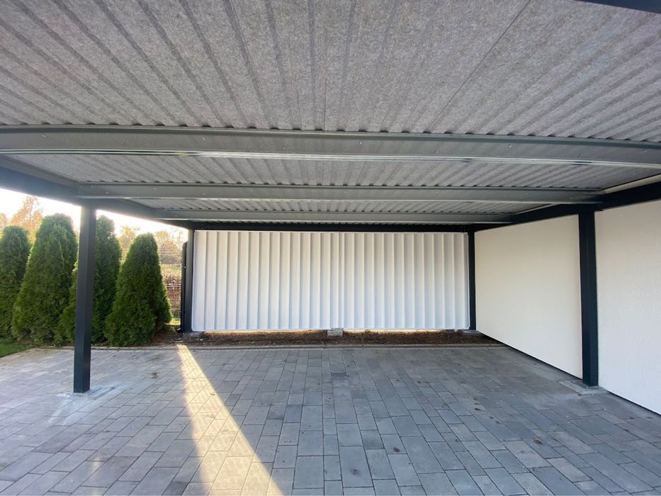 Domek ogrodowy z wiata ,garaz tynkowany