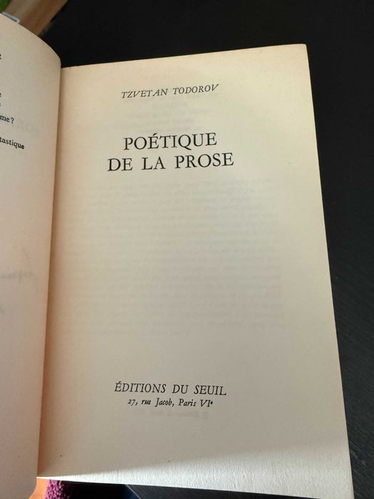 Tzvetan Todorov – Poétique de la Prose
