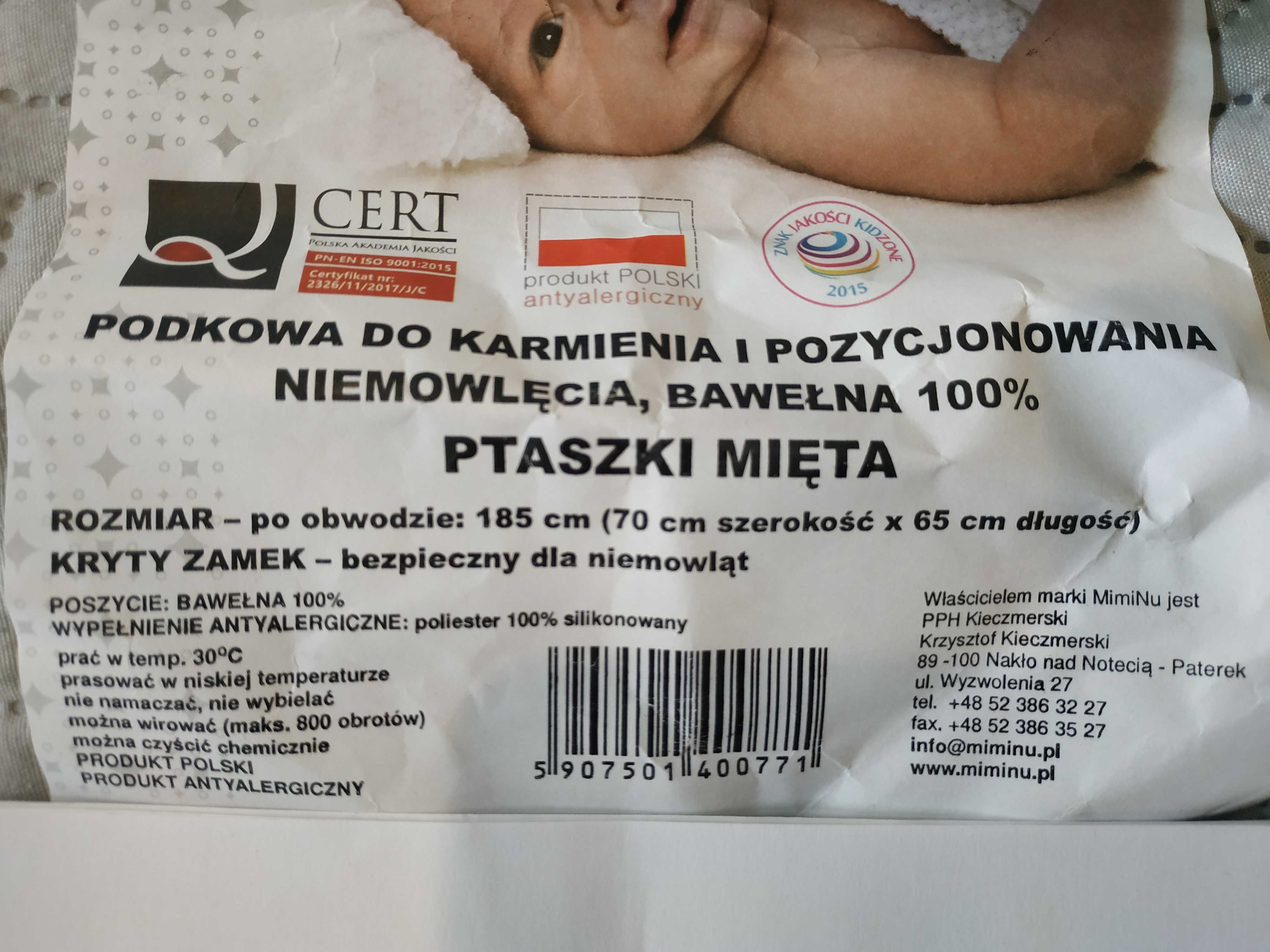 Poduszka do karmienia rogal fasolka MimiNu zdejmowana poszewka