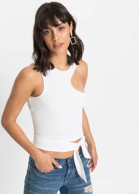 Bonprix top śmietanowy SEXY z wiązaniem r.44/46