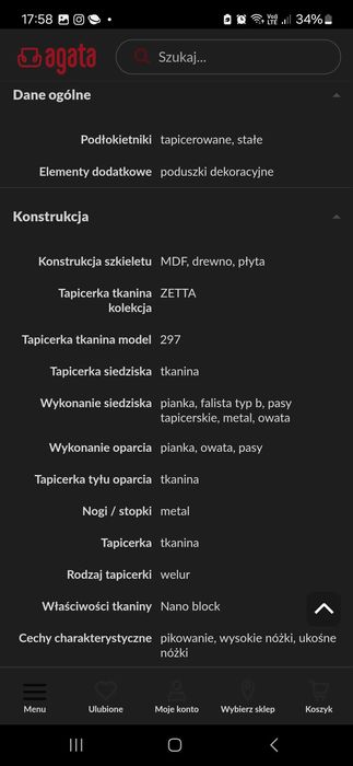 Sofa Totti oliwkowa + 2 szt. Pufa