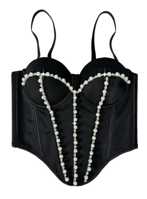 корсет черный кружевной с блестками